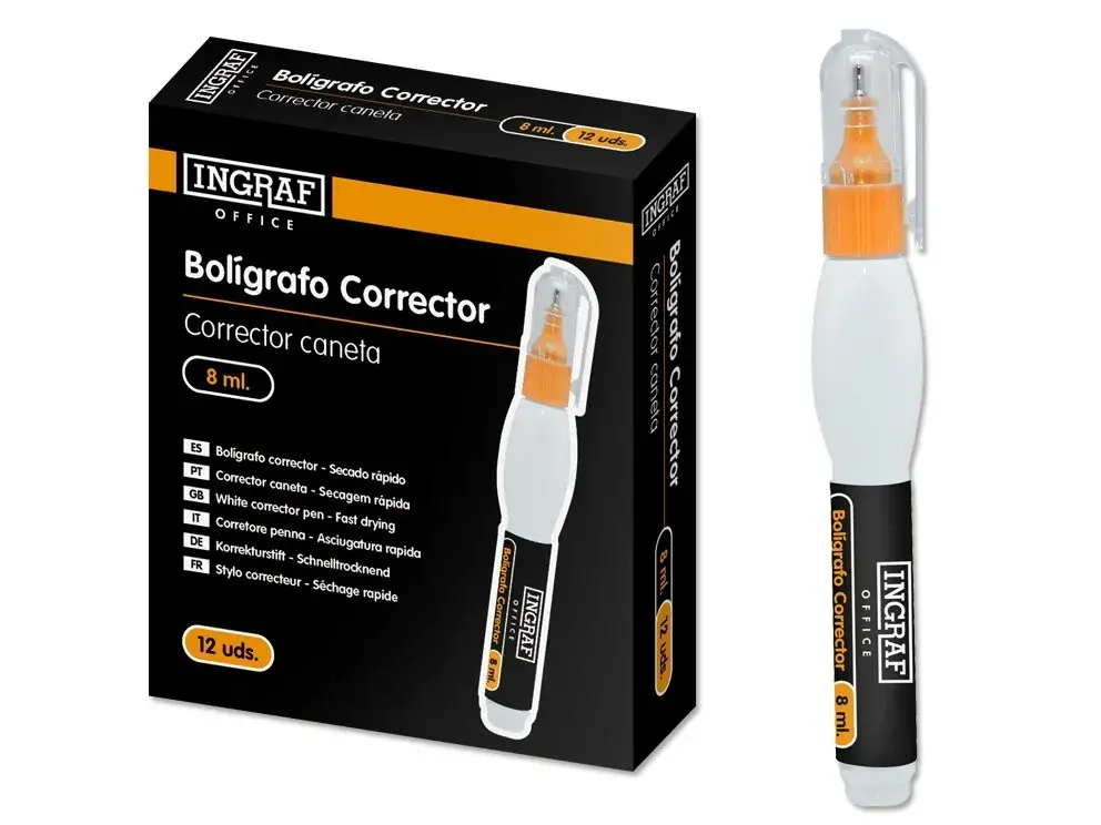 CORRECTOR BOLIGRAFO INGRAF OFFICE 8 ML. 870