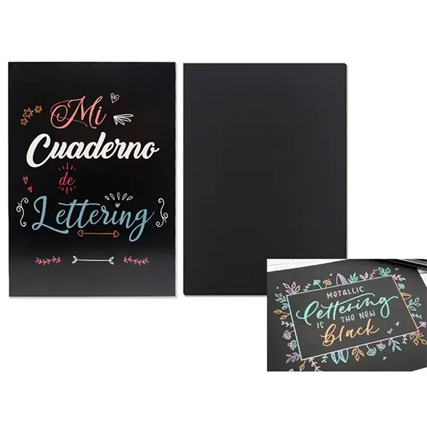 CUADERNO A4 LETTERING 50 HOJAS NEGRAS 80 GRMS
