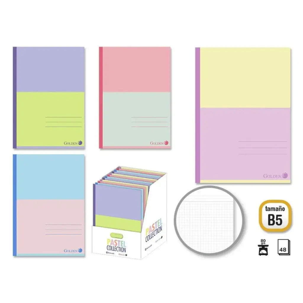 LIBRETA ENCOLADA PASTEL BICOLOR B5 48 H. 80 GRS