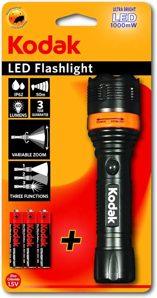 LINTERNA LED KODAK FOCUS 157 IP62 60 LUMENS