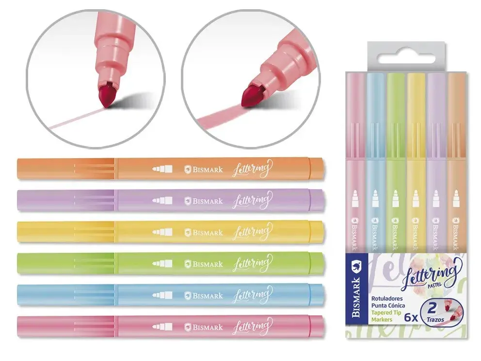 ROTULADORES PUNTA CONICA 6 COLORES LETTERING PASTEL