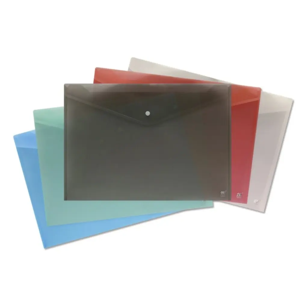 SOBRE PORTADOCUMENTOS EN POLIPROPILENO A4 350x225 CON BROCHE COLORES SURTIDOS