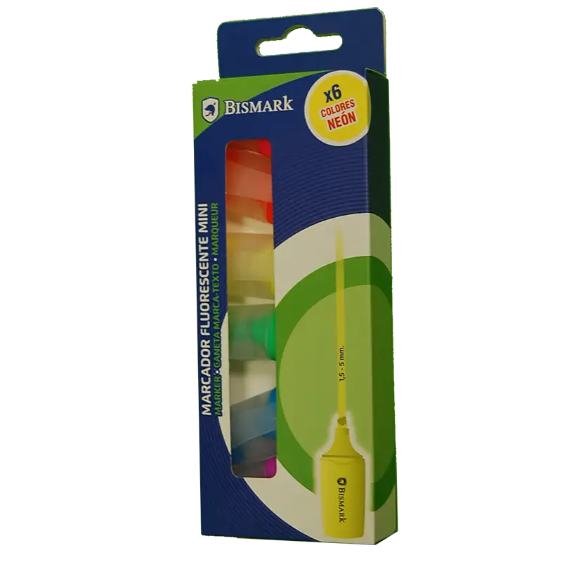MINI ROTULADOR FLUORESCENTE BISMARK NEON BLIST 6