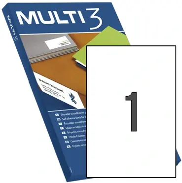 ETIQUETAS ADHESIVAS , inkjet, laser, cantos rectos , din A4, MULTI-3