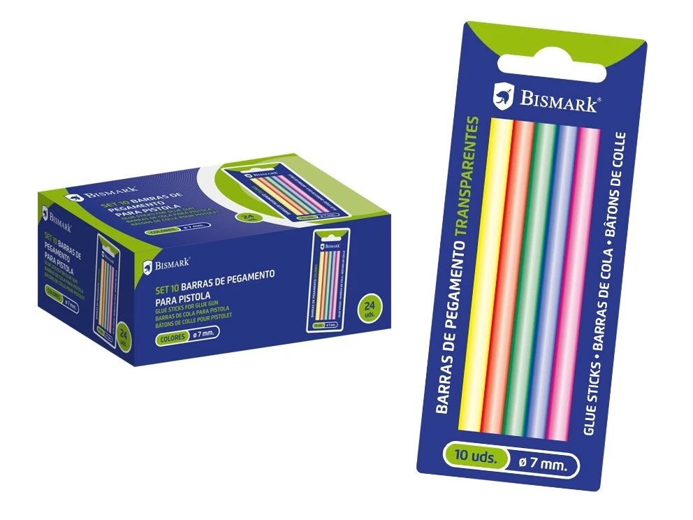 BARRAS DE SILICONA  COLORES PACK 10 7x100mm