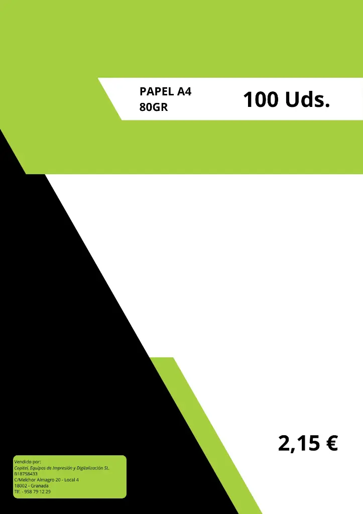 PAQUETE DINA4 100 HOJAS 80GR