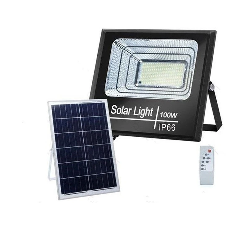 FOCO PROYECTOR LED SOLAR 100W IP66 PANEL POLICRISTALINO B. FRIO