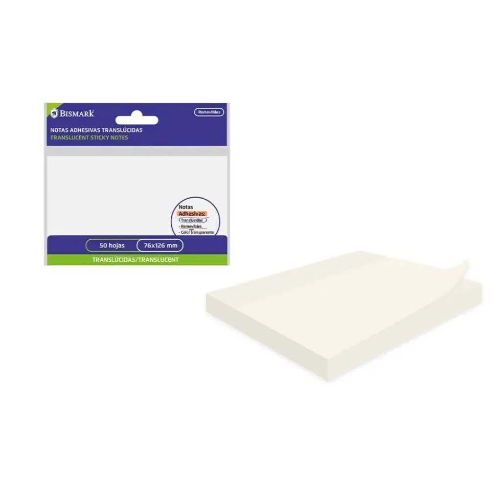 NOTAS ADHESIVAS TRANSLUCIDAS 75X126 MM BISMARK