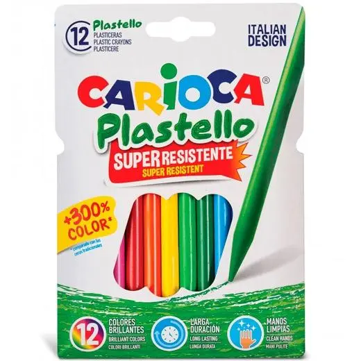PLASTICERAS RESISTENTES PLASTELLO ESTUCHE 12 colores surtidos - CARIOCA - 