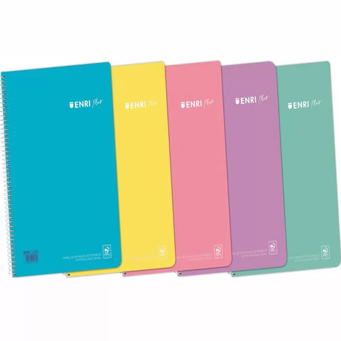 CUADERNO ESPIRAL FOLIO 80H 4X4MM C/M TAPA PP C/SURTIDOS PASTEL - ENRI -