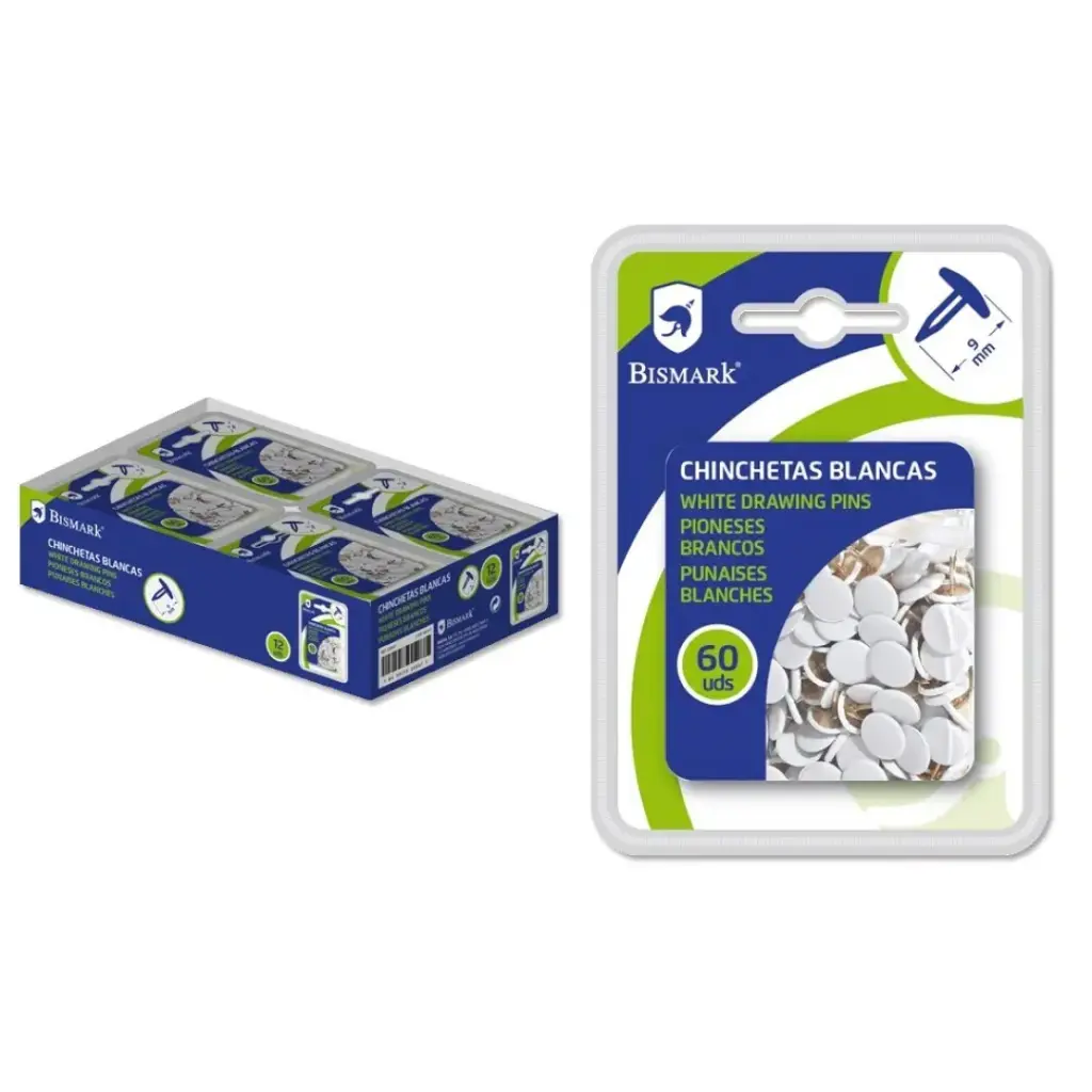 CHINCHETAS BLANCO 60 PCS - BISMARK -