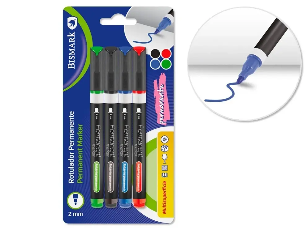 ROTULADOR PERMANENTE punta redonda, 4 unidades