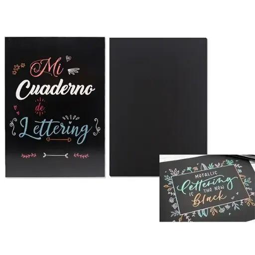 [328629] CUADERNO A4 LETTERING 50 HOJAS NEGRAS 80 GRMS