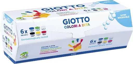 [F534100] PINTURA DE DEDOS DE 100 ML COLORES ESTUCHE DE 6 BOTES - GIOTTO -
