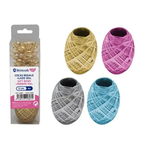 [329807] SET 4 COCAS 5 CM + LAZO 10 MTS ORGANZA