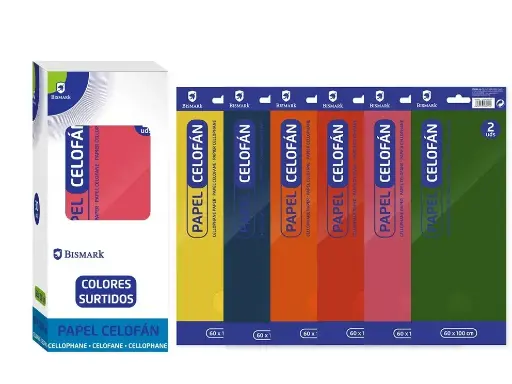 [313629] PAPEL CELOFAN 2 HOJAS DE COLORES