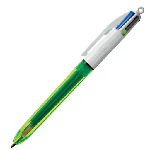 BOLIGRAFO 4 COLORES BIC VERDE TRANSPARENTE