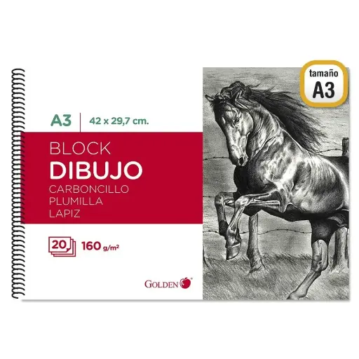 [324279] CUADERNO DE DIBUJO A3.160 GRM.30 hojas. LISO GOLDEN