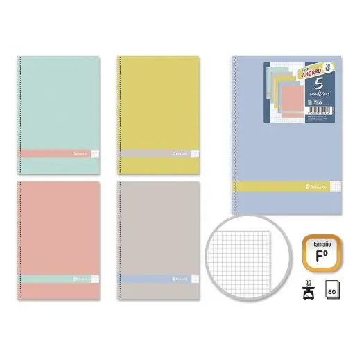 [331495] PACK 5 CUADERNOS MORANDI Fº 80 H. 90 GRS 4X4