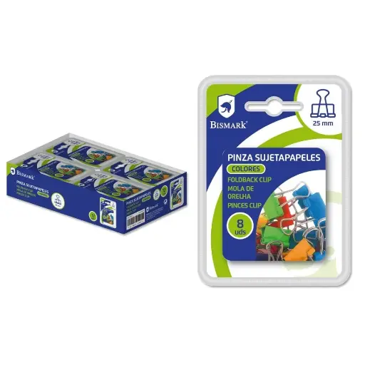 [328540] PINZA PALA SUJETAPAPELES. COLOR 25 mm.DOBLE BL -BISMARK -
