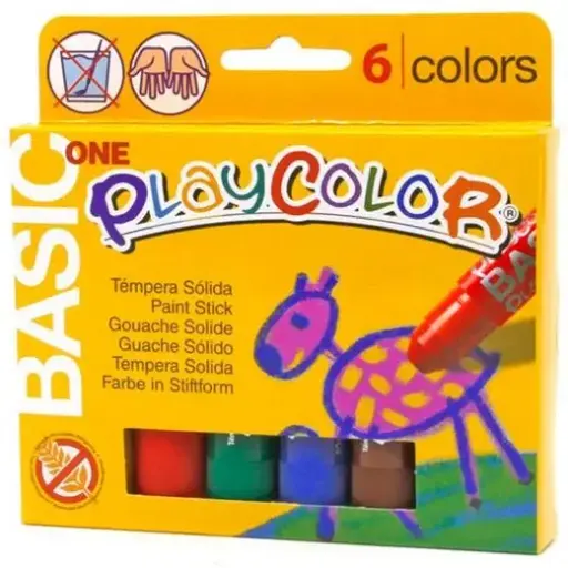 [10711] TÉMPERAS SÓLIDAS BASIC ONE BARRA ESTUCHE DE 6 COLORES SURTIDOS - PLAYCOLOR -
