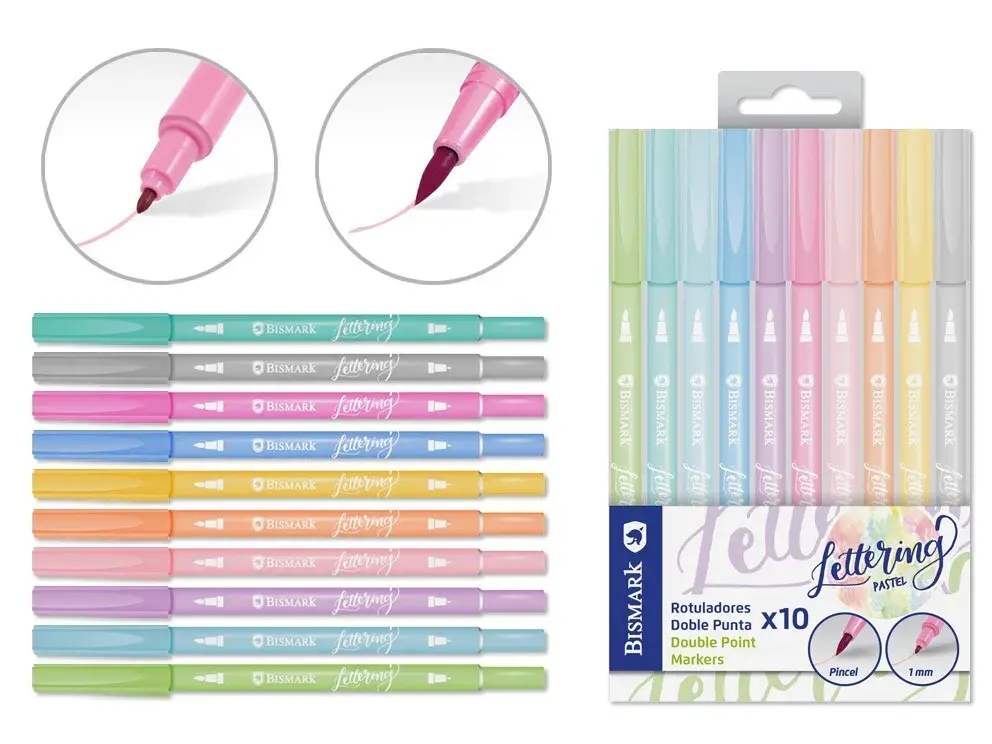 ROTULADORES DOBLE PUNTA LETTERING PASTEL 10 UND