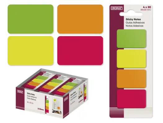 NOTAS ADHESIVAS 50x30 MM, 4 COLORES - INGRAF -