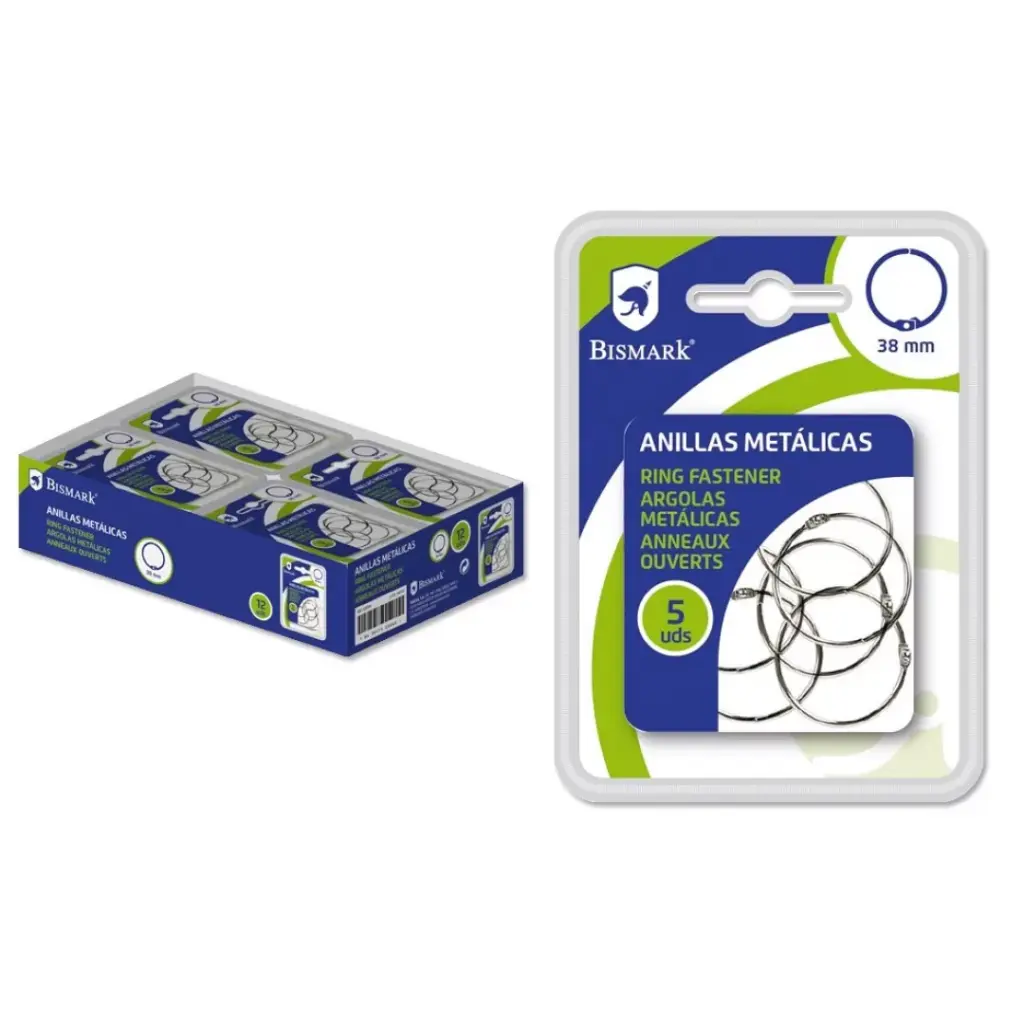 ANILLA METALICA 38 mm, blister , 5 unidades doble bl . -bismark -