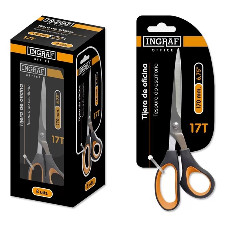 TIJERAS DE OFICINA - BLISTER - INGRAF OFFICE