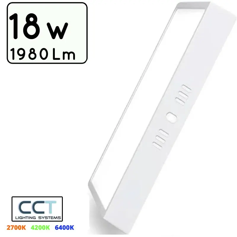 PLAFON LED SERIE ESSENTIAL PC/ABS 18W CCT (CALIDO-NEUTRO-FRIO) CUADRADO Φ210mmX31mm