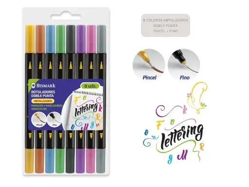 [330013] ROTULADORES DOBLE PUNTA METALIZADO LETTERING 8 UDS