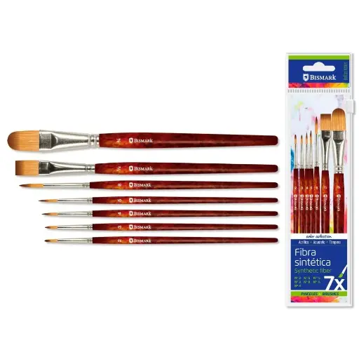 [332710] SET 7 PINCELES CORTOS ACRILICOS, ACUARELAS Y TEMPERA - BISMARK -